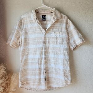 Cream and White Textured Cotton Shirt